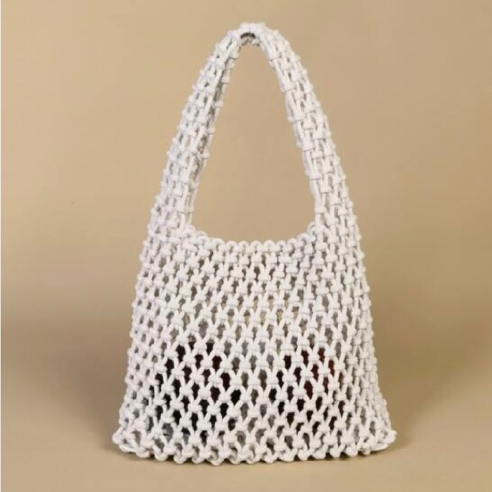 Elegant White Woven Tote Bag